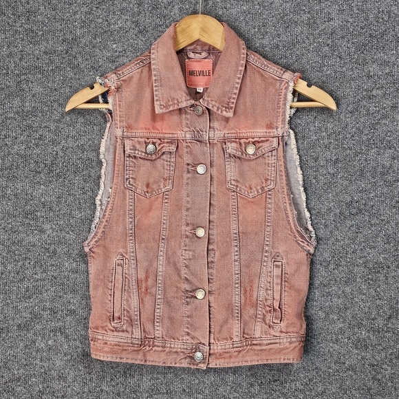 Brandy Melville Distressed Rose Denim Vest - Effortless Cool! - Picture 1 of 6